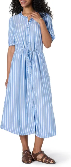 Amazon Essentials Women's Relaxed Fit Half-Sleeve Waisted Midi A-Line Dress
