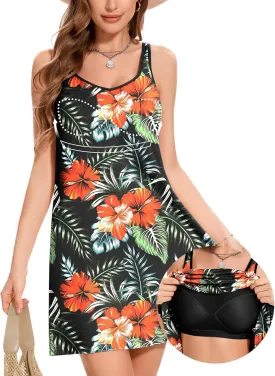 ANYFITTING Built in Bra Summer Dresses for Women 2025 Casual Short Dress with Pockets Mini Floral Sundresses