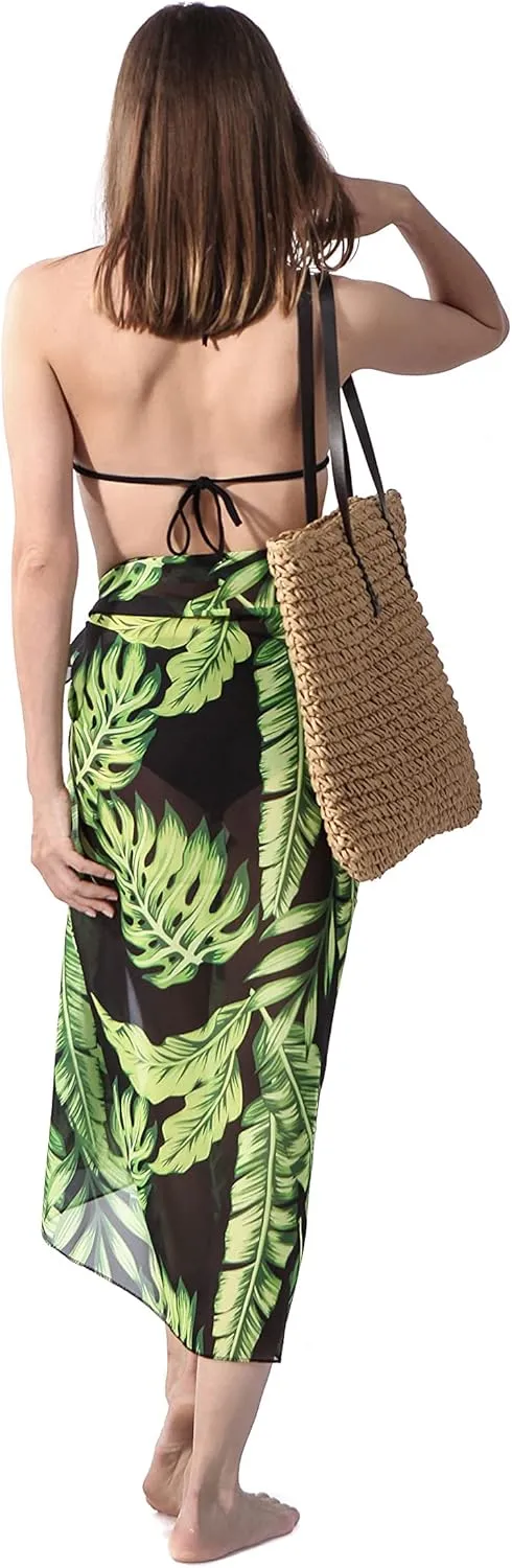 Ayliss Womens Swimwear Chiffon Printed Cover up Beach Sarong Pareo Bikini Swimsuit Wrap