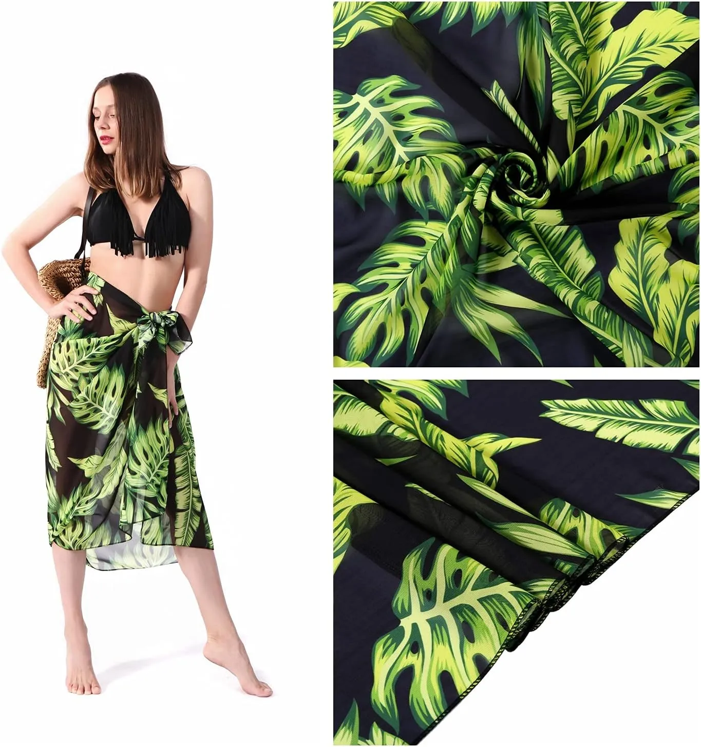 Ayliss Womens Swimwear Chiffon Printed Cover up Beach Sarong Pareo Bikini Swimsuit Wrap