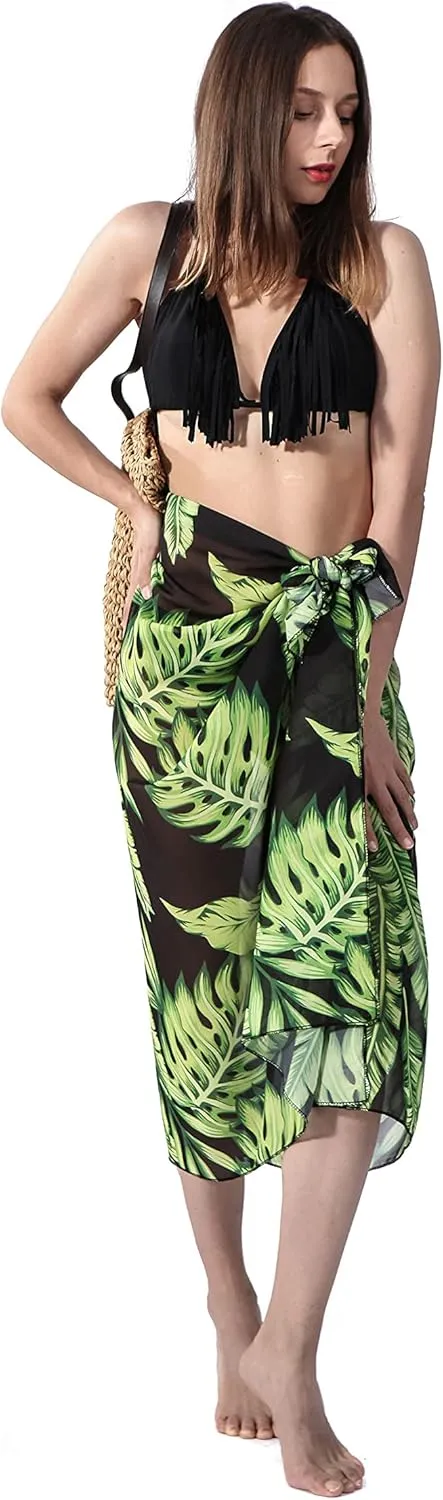 Ayliss Womens Swimwear Chiffon Printed Cover up Beach Sarong Pareo Bikini Swimsuit Wrap