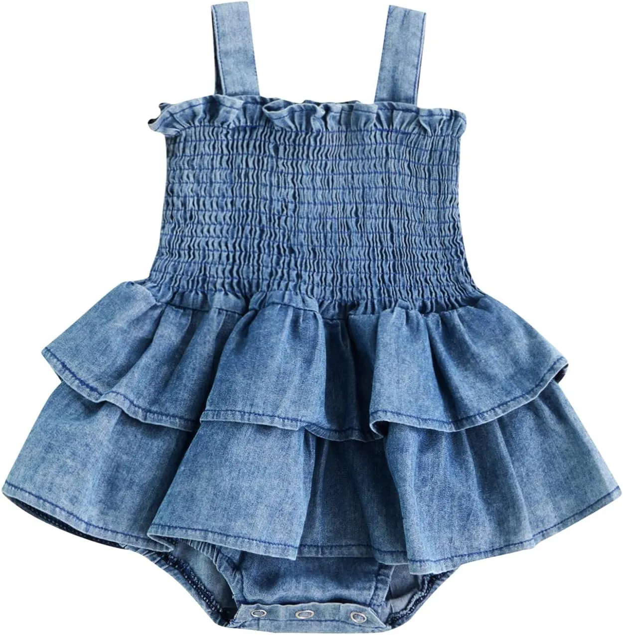 Baby Girls Summer Denim Romper Clothes Dress Newborn Onesie Sunsuit 3 6 9 12 18 Months One-Piece Jumpsuits Outfits