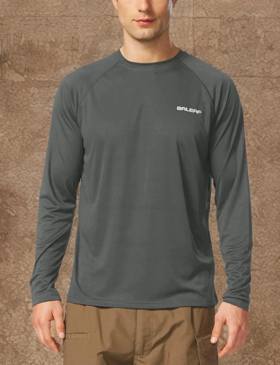 baleaf Men's Sun Protection Shirts UV SPF UPF 50  Long Sleeve Rash Guard Fishing Running Quick Dry Lightweight
