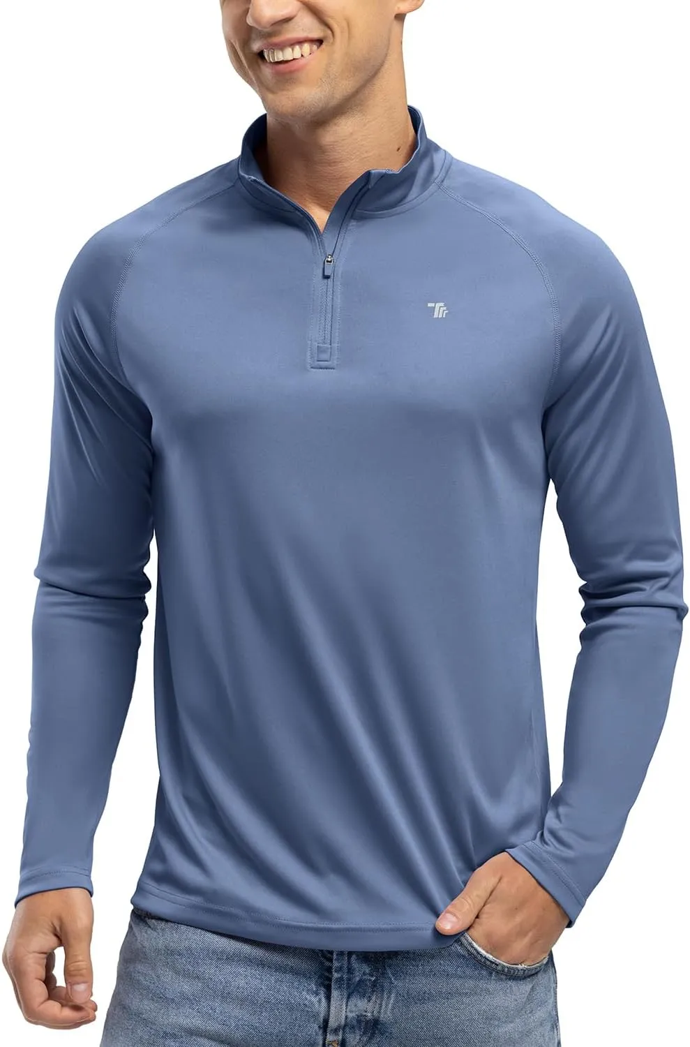 BGOWATU Men's Hiking Shirts Long Sleeve Sun Shirts UPF 50  Quarter Zip Pullover Quick Dry Rash Guard