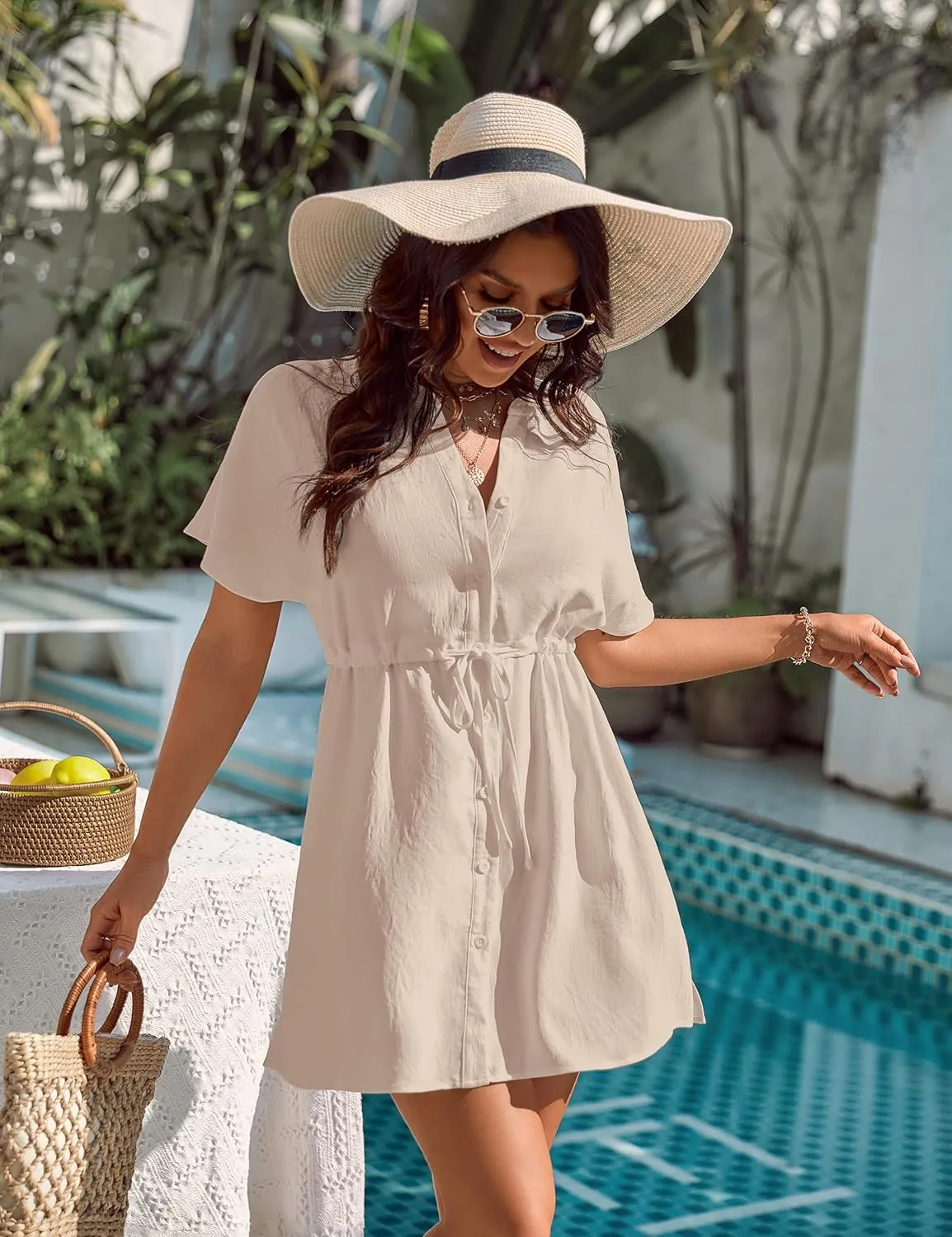 Blooming Jelly Women's Swimsuit Cover Ups Button Down Bathing Suit Coverups Bikini Beach Dress for Swimwear