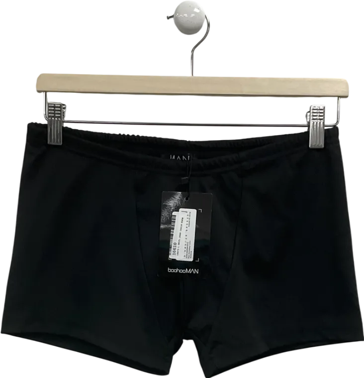 boohooMan Black Plain Swimming Trunks UK M