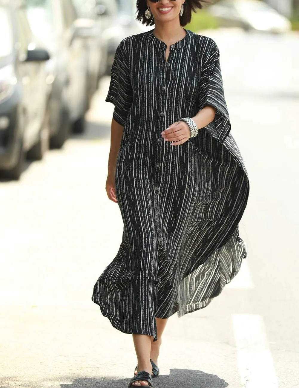 Bsubseach Beach Kaftan Dresses Women Button Down Long Rayon Caftan Swim Cover Up Muumuu Dress Oversized Coverups With Pockets