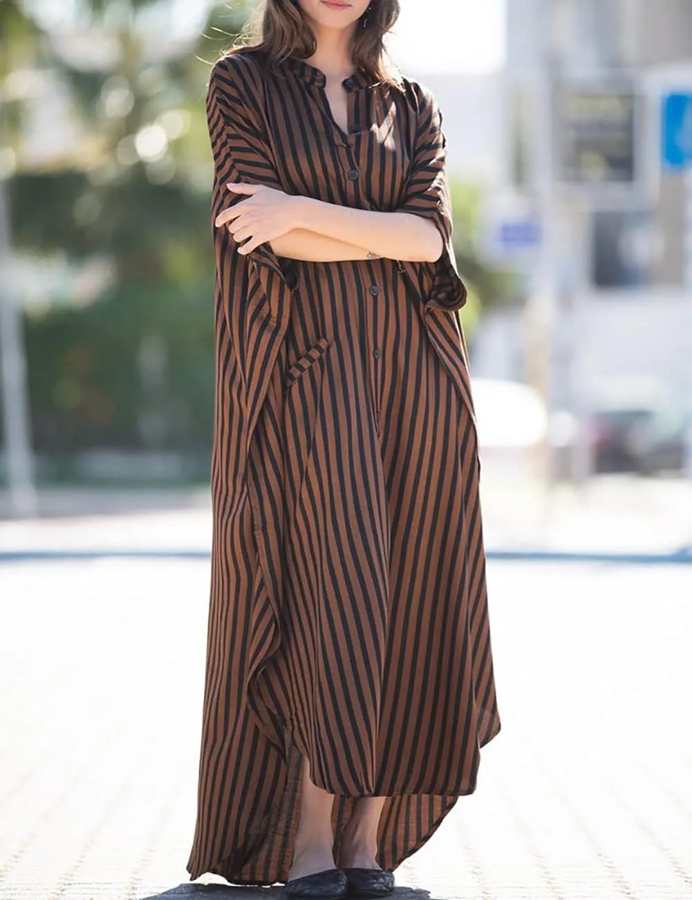 Bsubseach Beach Kaftan Dresses Women Button Down Long Rayon Caftan Swim Cover Up Muumuu Dress Oversized Coverups With Pockets
