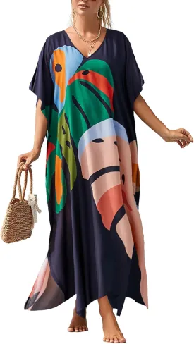 Bsubseach Kaftan Dresses for Women Petite Plus Size Caftan Swim Cover Up for Women Maxi Beach Dress