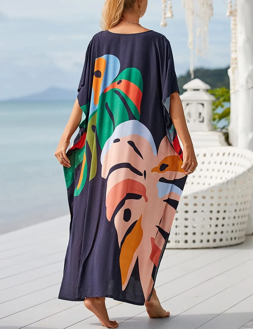 Bsubseach Kaftan Dresses for Women Petite Plus Size Caftan Swim Cover Up for Women Maxi Beach Dress