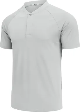 COOFANDY Men's Quick Dry Golf Polo Shirts Short Sleeve Henley Shirt Active Athletic Collarless Sports T Shirts