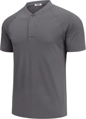 COOFANDY Men's Quick Dry Golf Polo Shirts Short Sleeve Henley Shirt Active Athletic Collarless Sports T Shirts