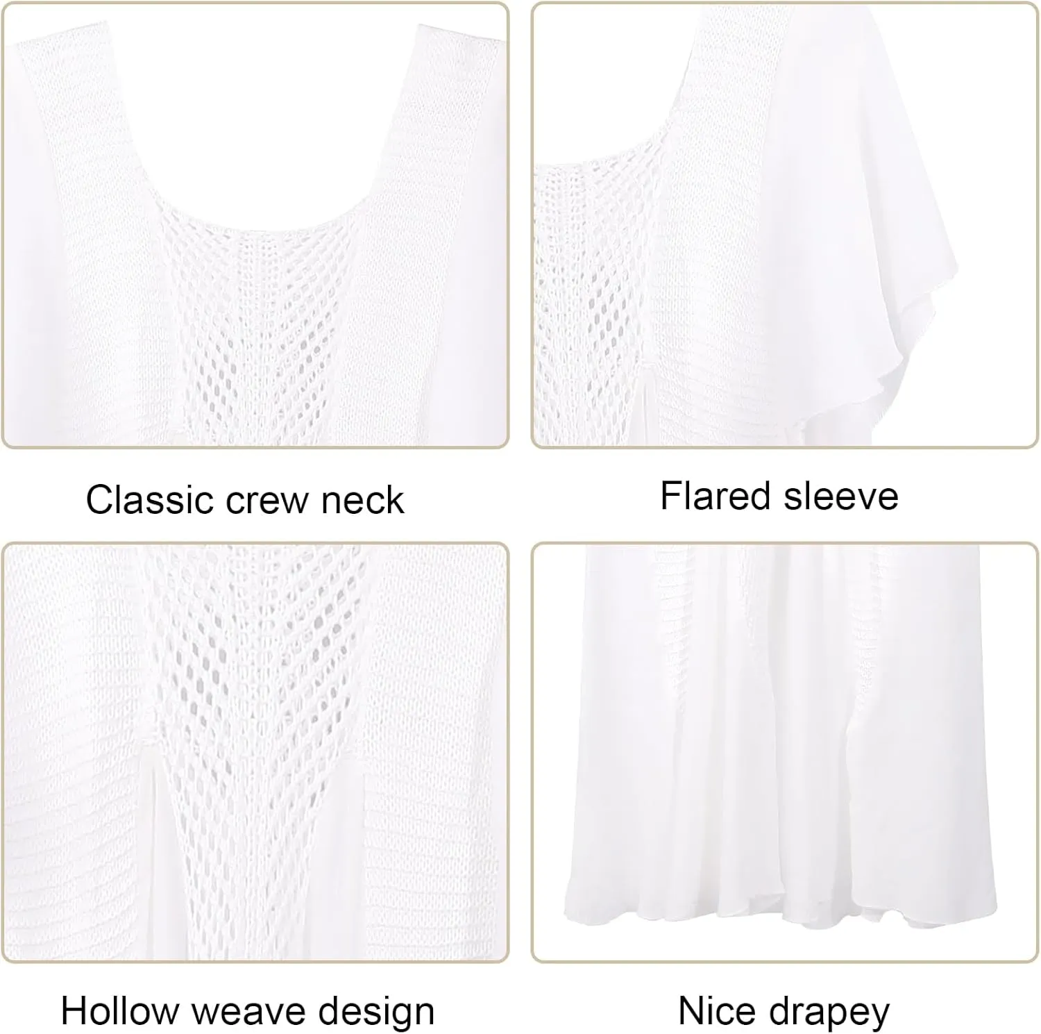 Cover Up Dress for Women Beach Coverup Summer Crochet Chiffon Swimwear Bikini Bathing Suit Cover Ups
