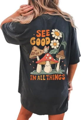 CSDAJIO Women's Trendy Oversized T Shirt Graphic Tee Crewneck Short Sleeve Loose Cute Going Out Summer Tops