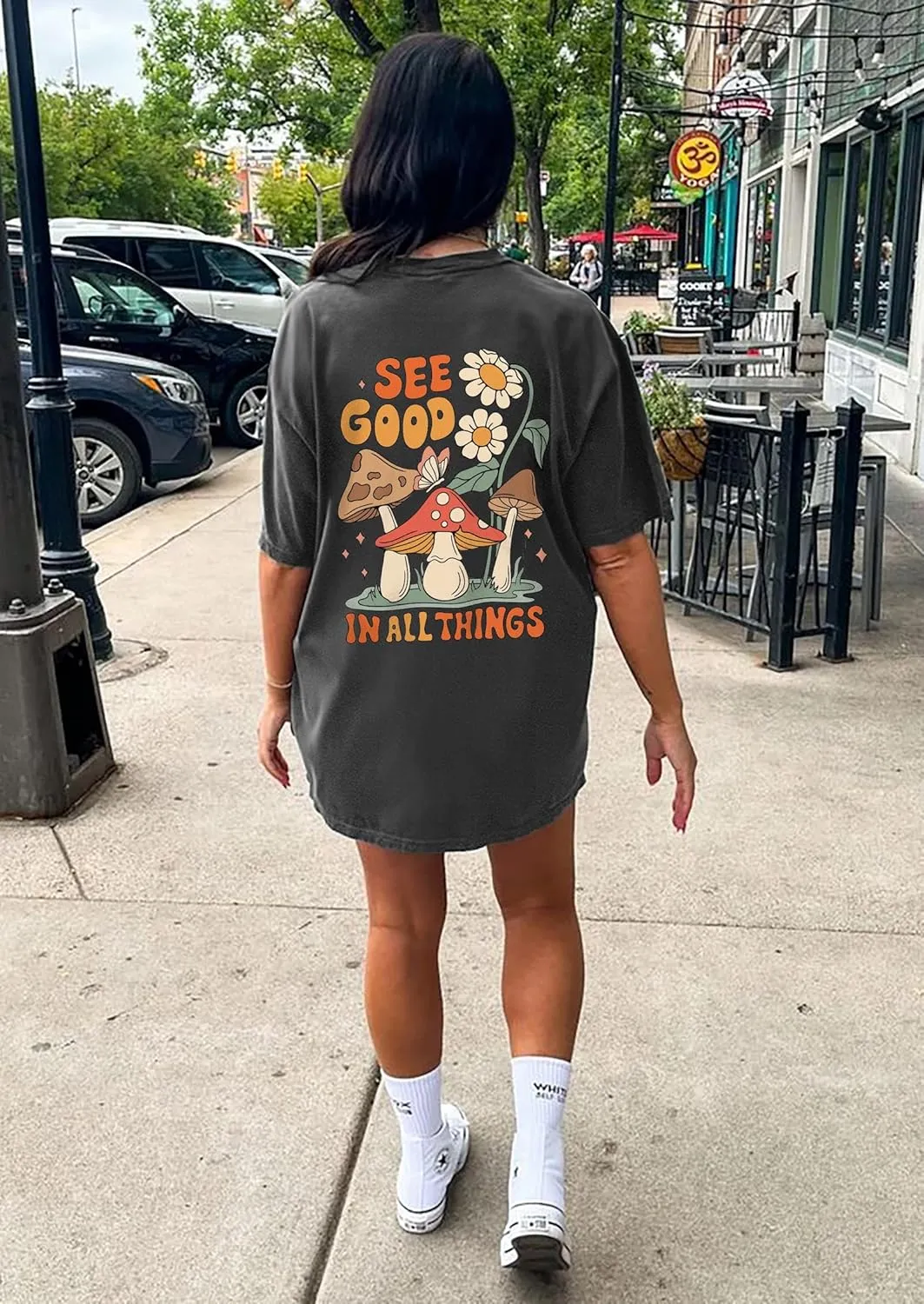 CSDAJIO Women's Trendy Oversized T Shirt Graphic Tee Crewneck Short Sleeve Loose Cute Going Out Summer Tops