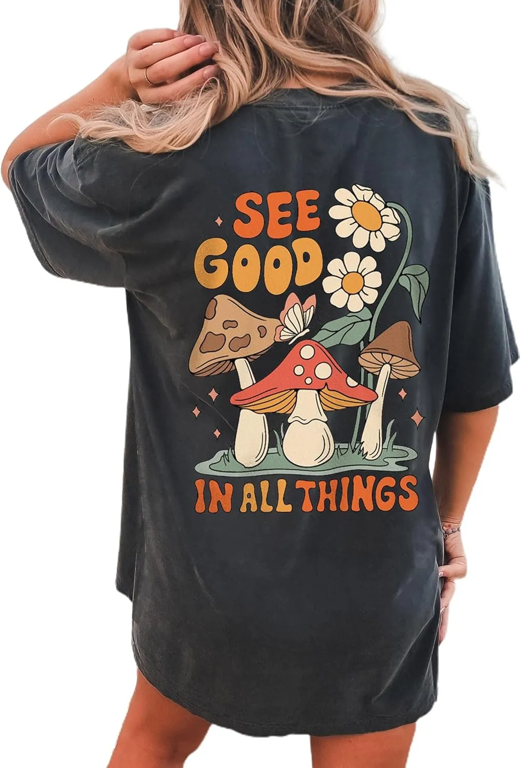 CSDAJIO Women's Trendy Oversized T Shirt Graphic Tee Crewneck Short Sleeve Loose Cute Going Out Summer Tops