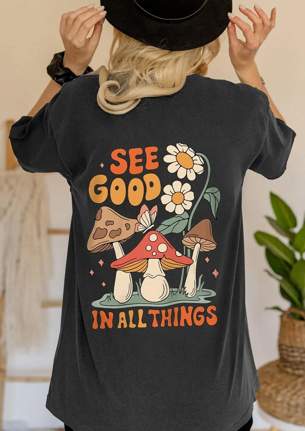 CSDAJIO Women's Trendy Oversized T Shirt Graphic Tee Crewneck Short Sleeve Loose Cute Going Out Summer Tops