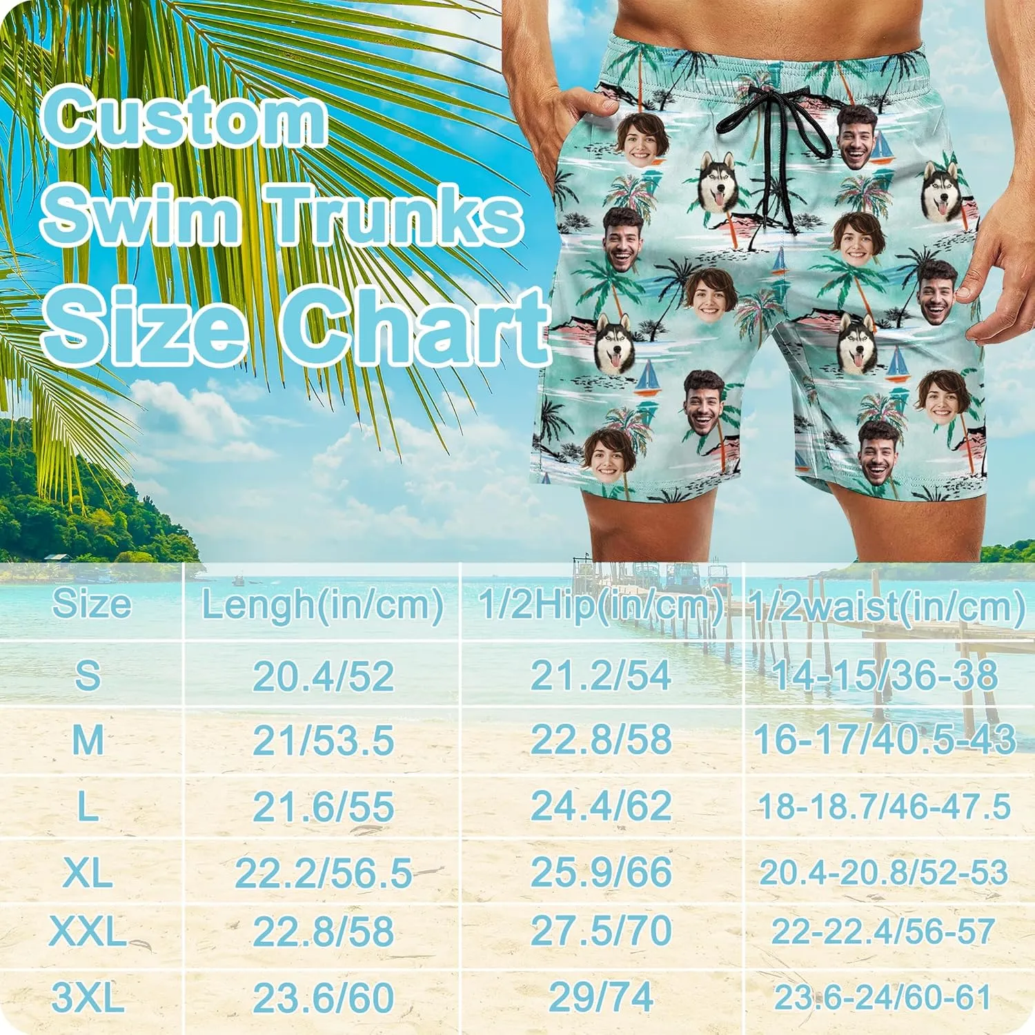 Custom Swim Trunks Men Personalized Funny Swim Beach Shorts with Faces on Them Custom Birthday Gifts for Men