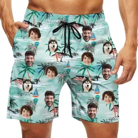 Custom Swim Trunks Men Personalized Funny Swim Beach Shorts with Faces on Them Custom Birthday Gifts for Men