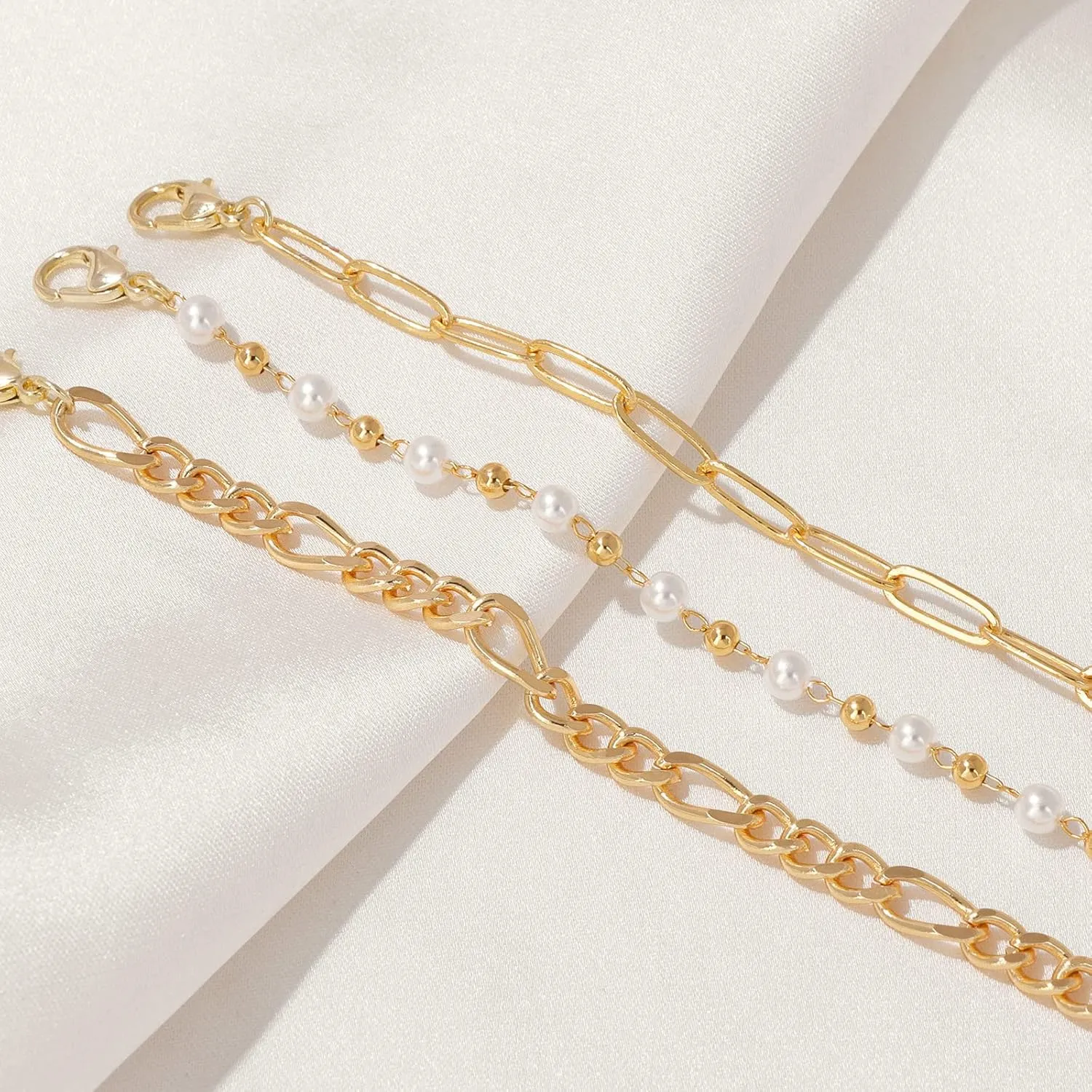 Dainty Pearl Chain Bracelets 14K Gold Bracelet for Women Adjustable Baroque Culture Jewelry Gifts for Mother Wife