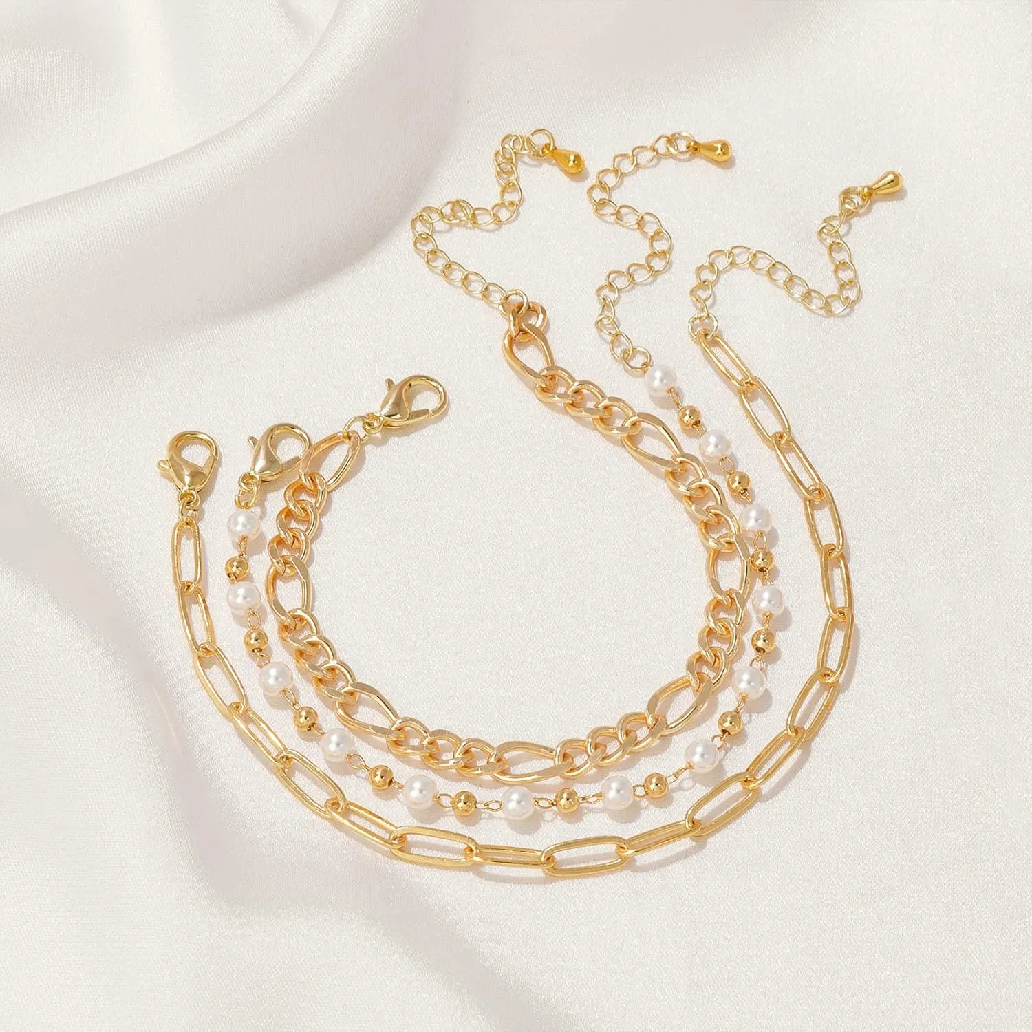 Dainty Pearl Chain Bracelets 14K Gold Bracelet for Women Adjustable Baroque Culture Jewelry Gifts for Mother Wife