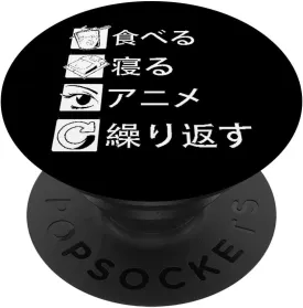 Eat Sleep Anime Repeat shirt Funny Japanese Aesthetic Anime PopSockets Swappable PopGrip