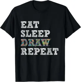 Eat Sleep Draw Repeat - Artist Drawing Sketching Arts Pencil T-Shirt