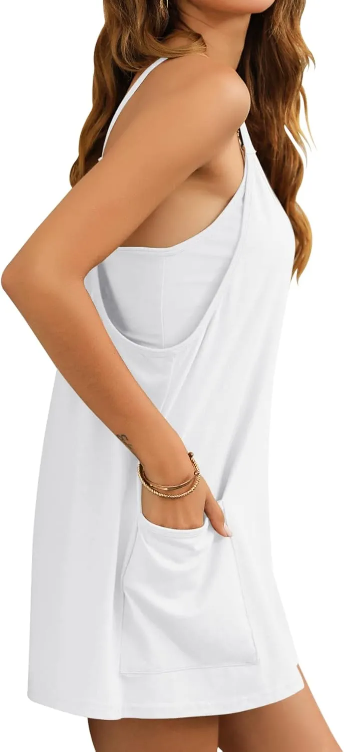 Ebifin Women's Summer Mini Dress Casual Workout Tennis Dress with Shorts Sleeveless Althletic Dresses