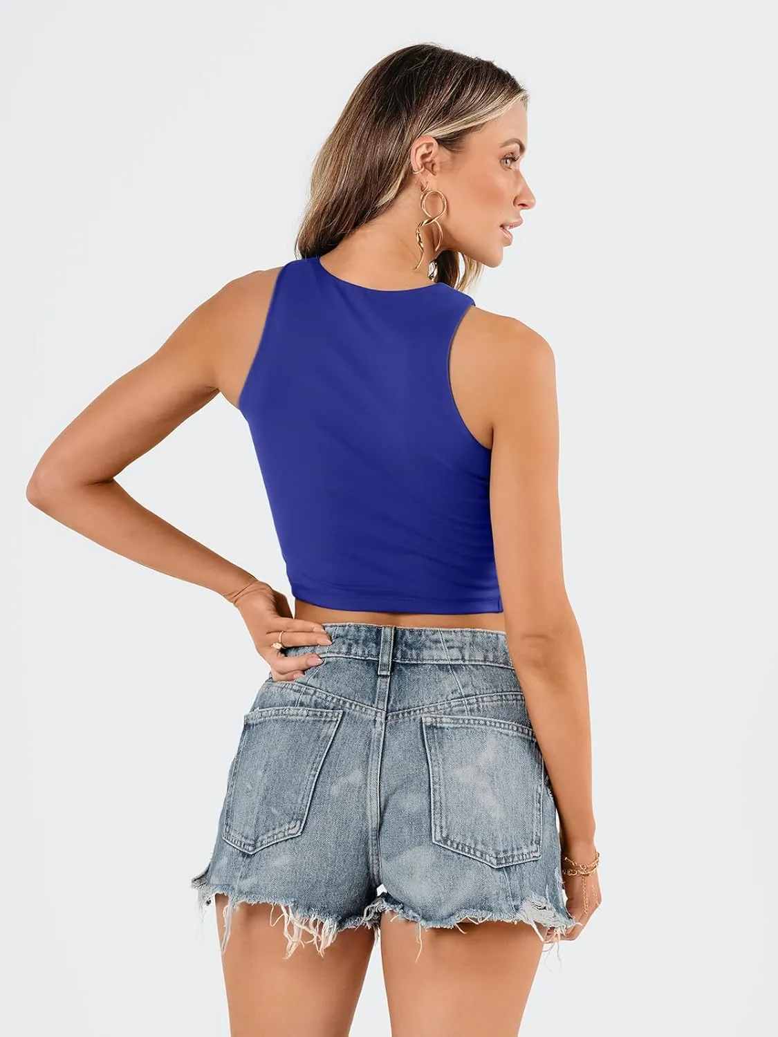 EFAN Womens Sexy Sleeveless Double Lined Crop Tops Workout Cute Tight Racerback Tank Tops Summer Clothes Teen Girls 2025