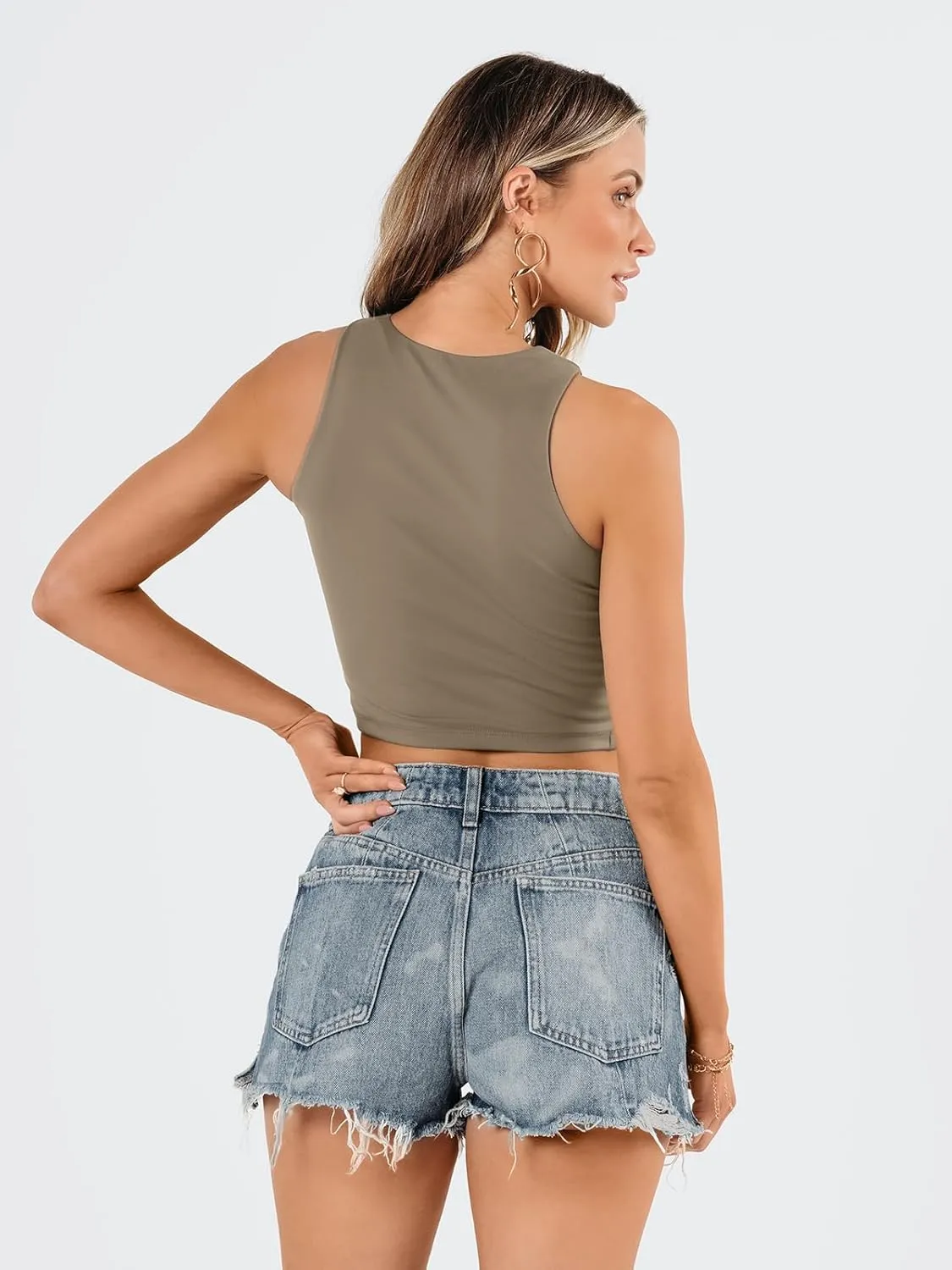 EFAN Womens Sexy Sleeveless Double Lined Crop Tops Workout Cute Tight Racerback Tank Tops Summer Clothes Teen Girls 2025