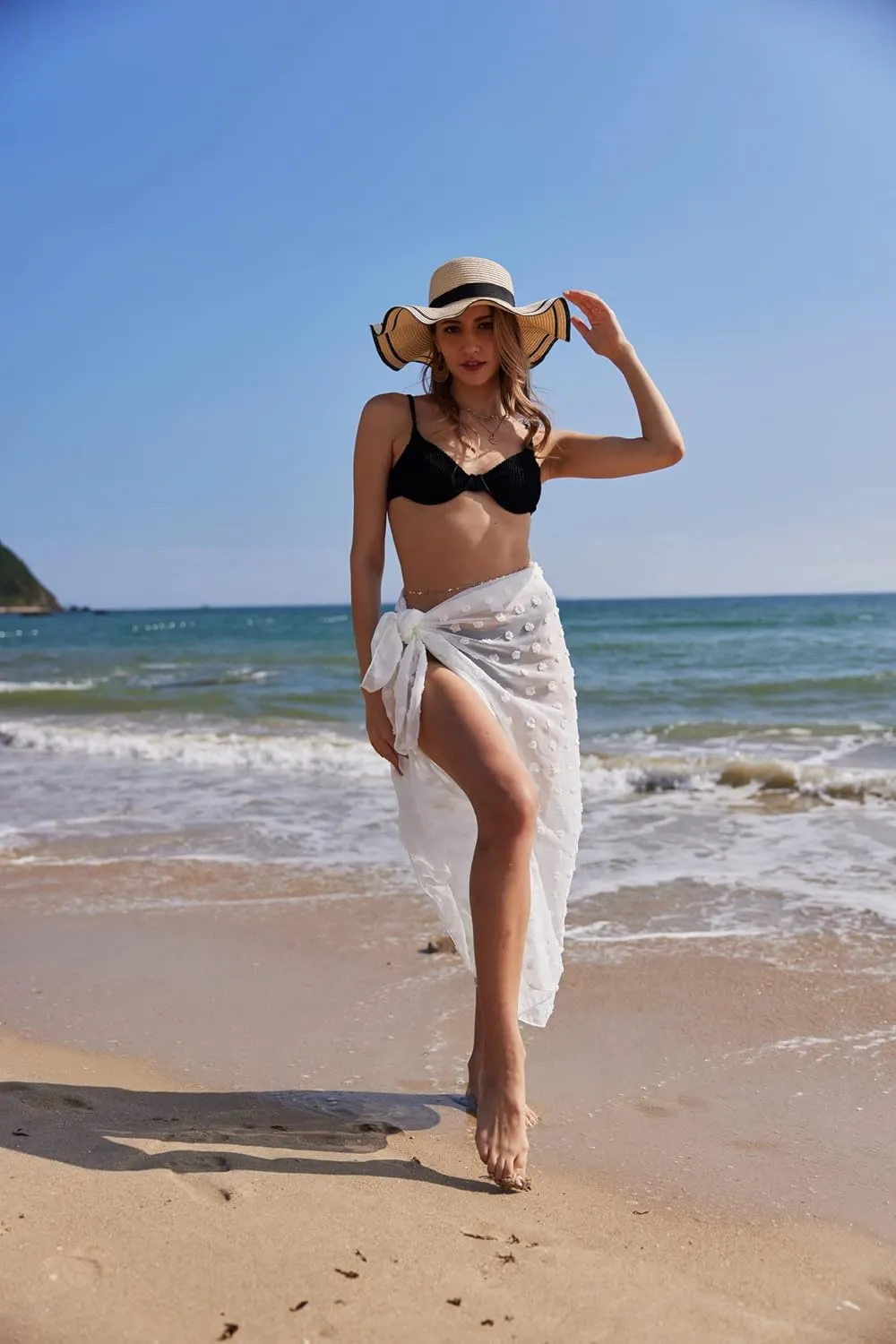 Ekouaer Women Sarong Swimsuit Coverups Chiffon Long Bikini Wraps Sheer Beach Bathing Suit Cover Up