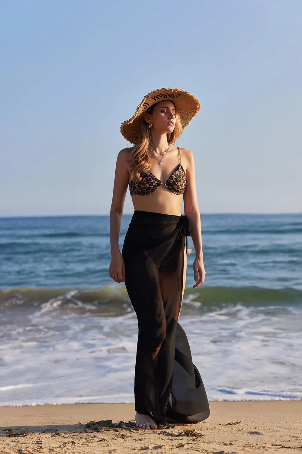 Ekouaer Women Sarong Swimsuit Coverups Chiffon Long Bikini Wraps Sheer Beach Bathing Suit Cover Up