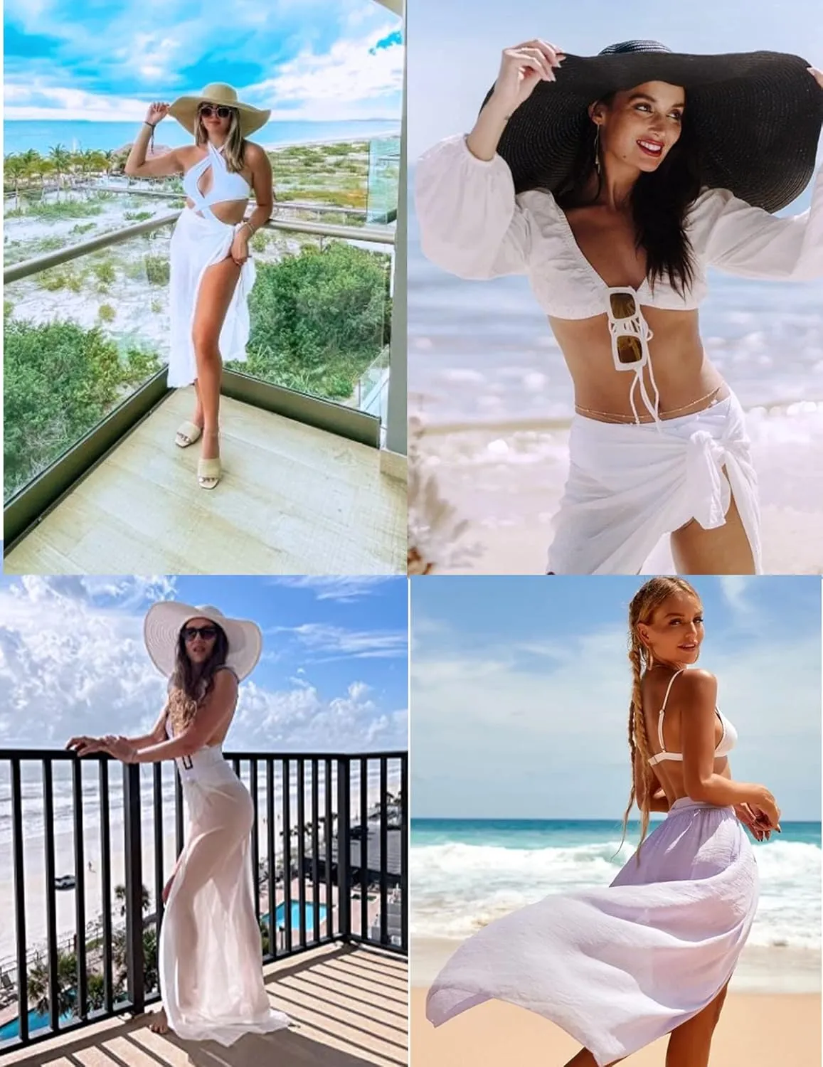 Ekouaer Women Sarong Swimsuit Coverups Chiffon Long Bikini Wraps Sheer Beach Bathing Suit Cover Up