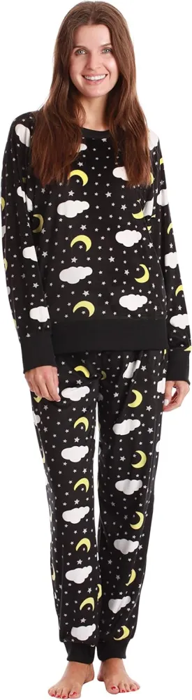 #followme Womens Jogger Pajama Pants Set Ultra-Soft Velour PJs