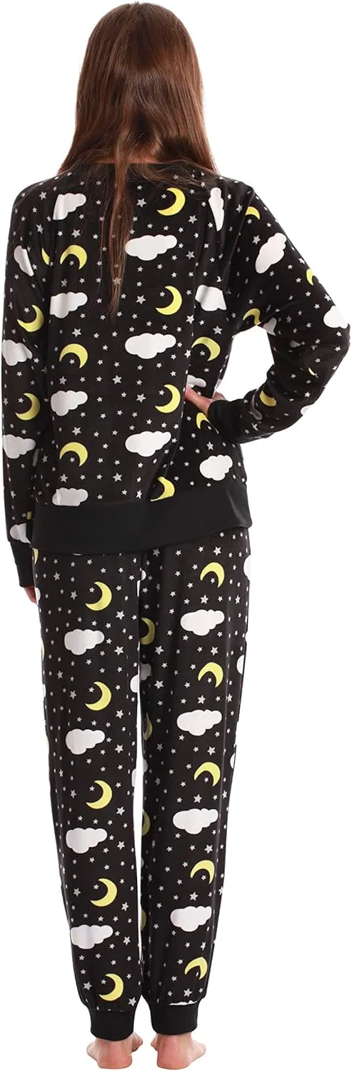 #followme Womens Jogger Pajama Pants Set Ultra-Soft Velour PJs