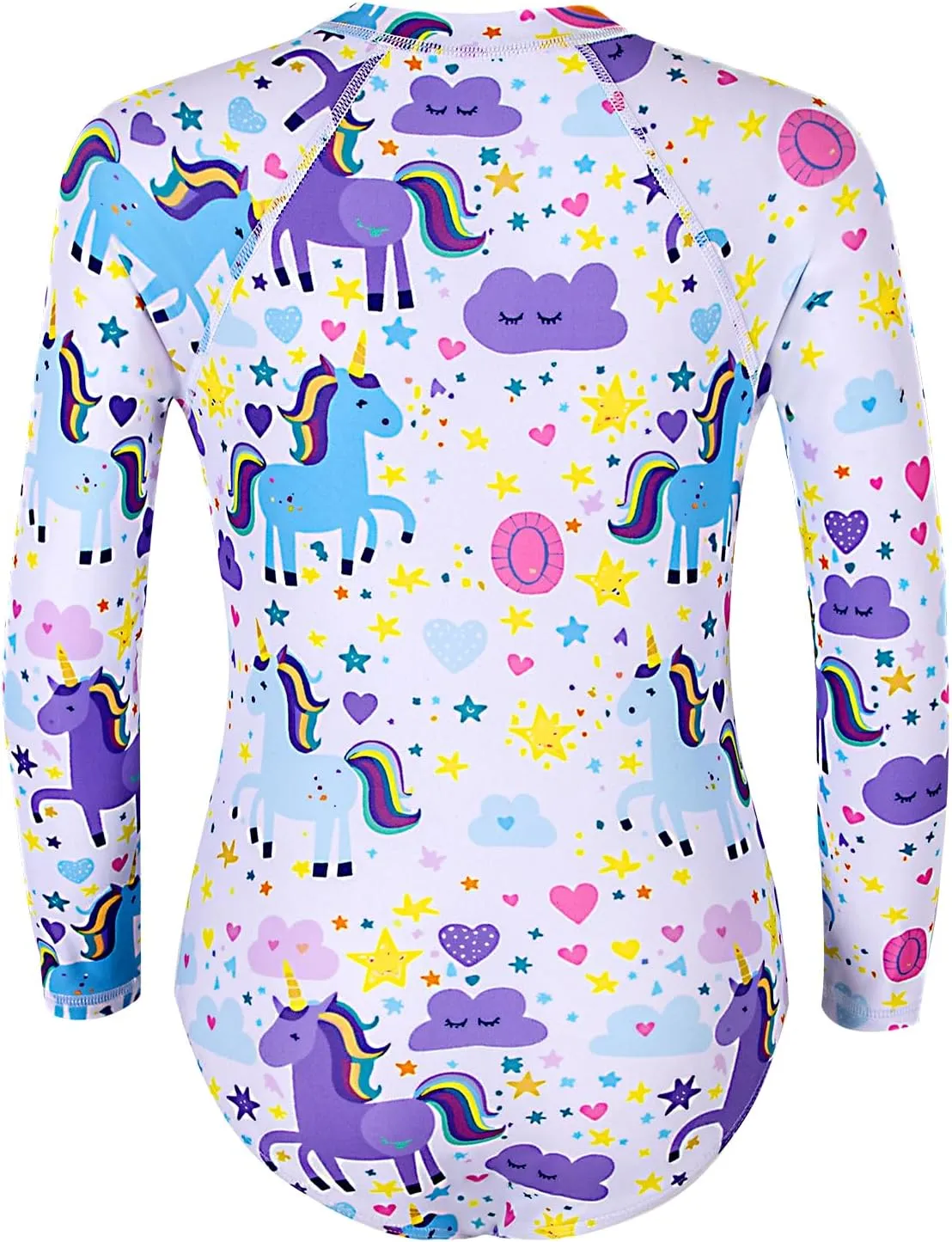 Girls Long Sleeve Rashguard Sets Kids One Piece Swimsuit Bathing Suit UPF 50  UV Zipper Swimwear