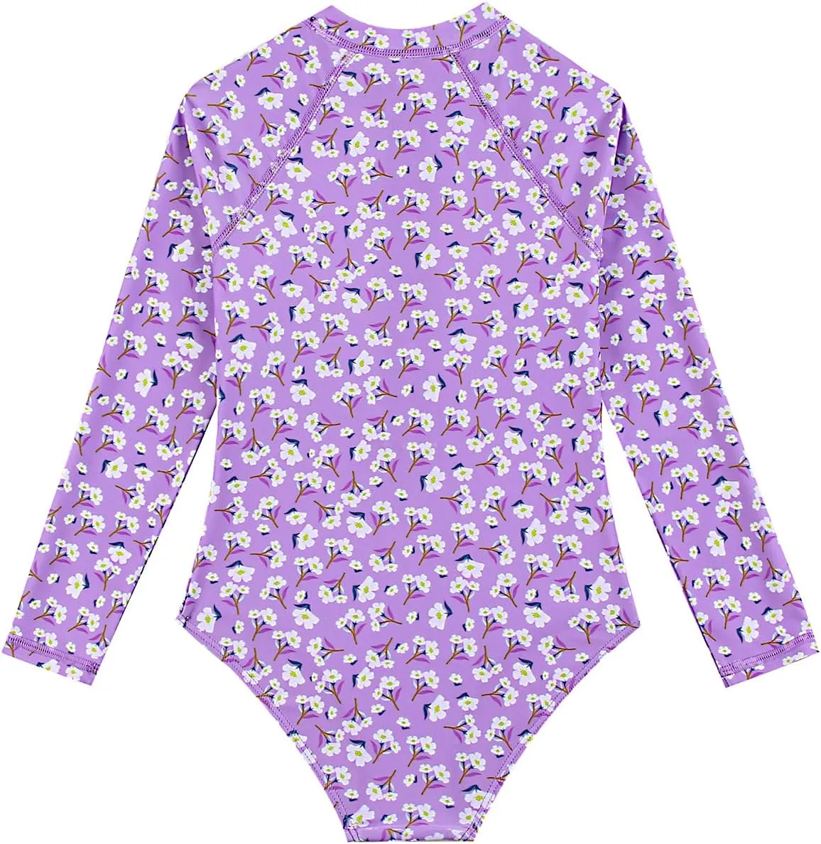 Girls Long Sleeve Rashguard Sets Kids One Piece Swimsuit Bathing Suit UPF 50  UV Zipper Swimwear