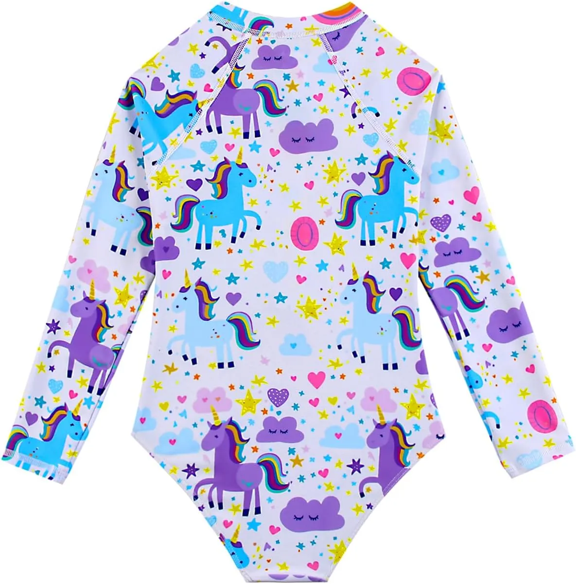 Girls Long Sleeve Rashguard Sets Kids One Piece Swimsuit Bathing Suit UPF 50  UV Zipper Swimwear