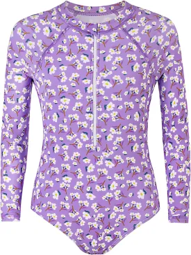 Girls Long Sleeve Rashguard Sets Kids One Piece Swimsuit Bathing Suit UPF 50  UV Zipper Swimwear