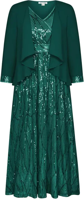 GRACE KARIN 2024 Women's Two Piece Sequin Dress with Jacket Mother of The Bride Dresses Homecoming Wedding Guest Dresses