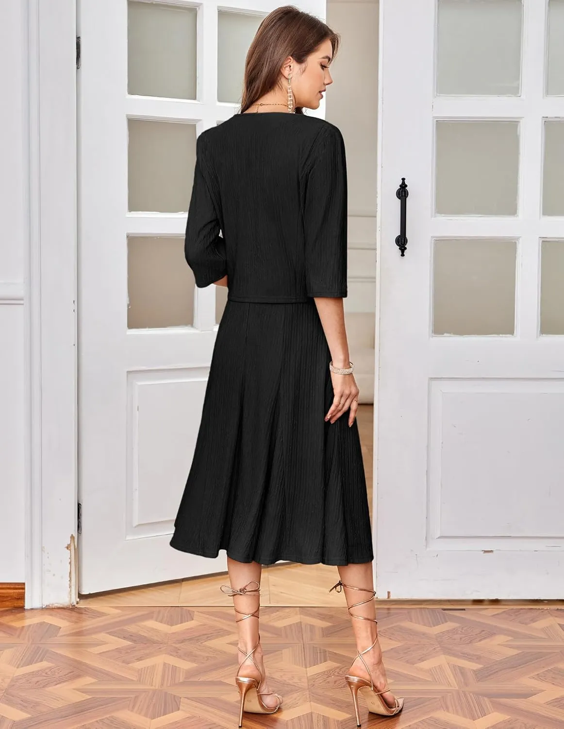 GRACE KARIN 2025 Mother of The Bride Dress with Jacket Women Stretchy Lace 2 Piece Wedding Guest Dresses