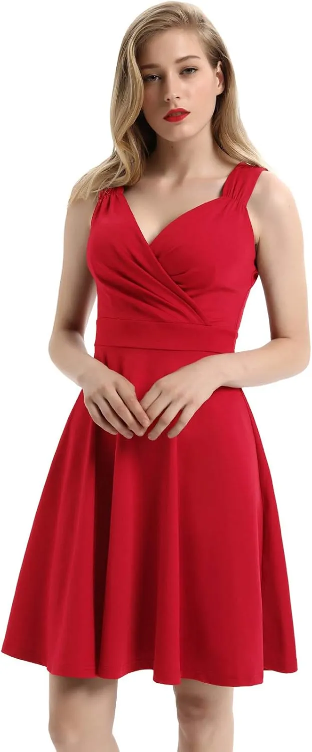 GRACE KARIN Women's Sleeveless Wrap V-Neck A-line Bridesmaid Cocktail Party Dress
