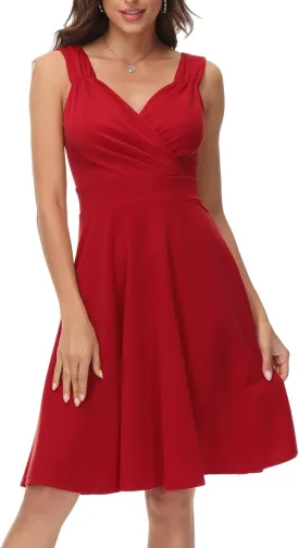 GRACE KARIN Women's Sleeveless Wrap V-Neck A-line Bridesmaid Cocktail Party Dress