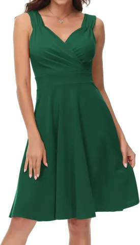GRACE KARIN Women's Sleeveless Wrap V-Neck A-line Bridesmaid Cocktail Party Dress