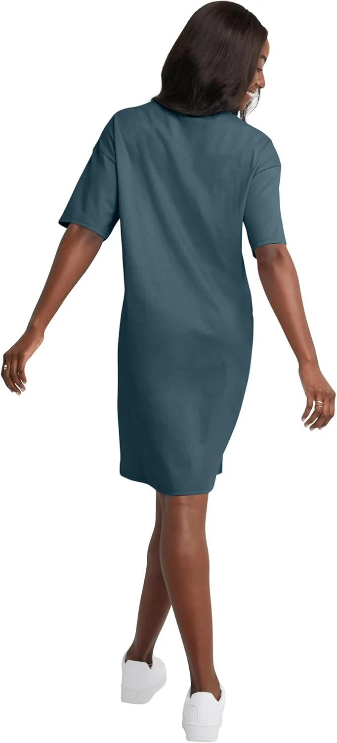 Hanes Women's Essentials Cotton T-Shirt Dress, Wear Around Jersey Oversized Shirt