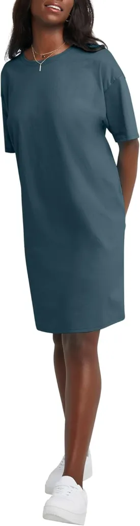 Hanes Women's Essentials Cotton T-Shirt Dress, Wear Around Jersey Oversized Shirt