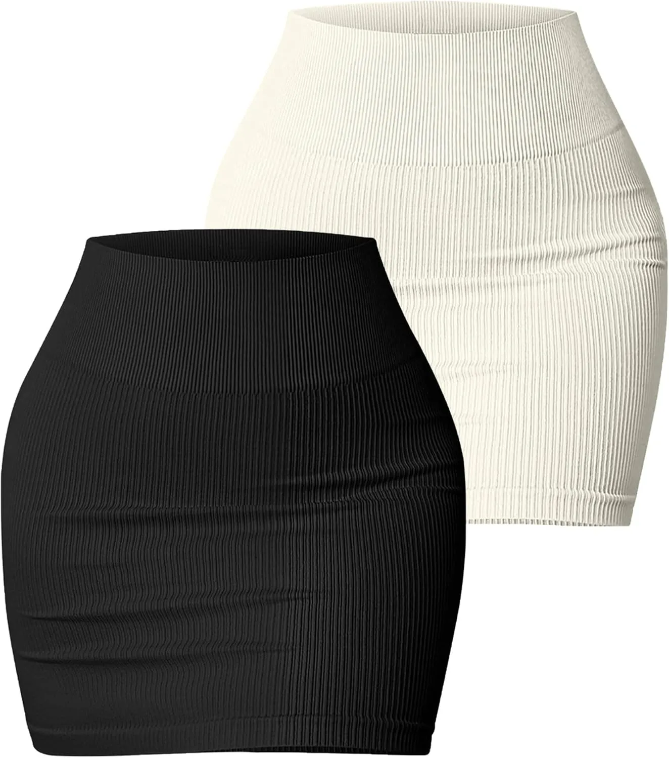 Happy Cherry 2pcs Bodycon Mini Skirt Short Sexy Pencil Knit Skirt High Waist Tight Stretchy Fall