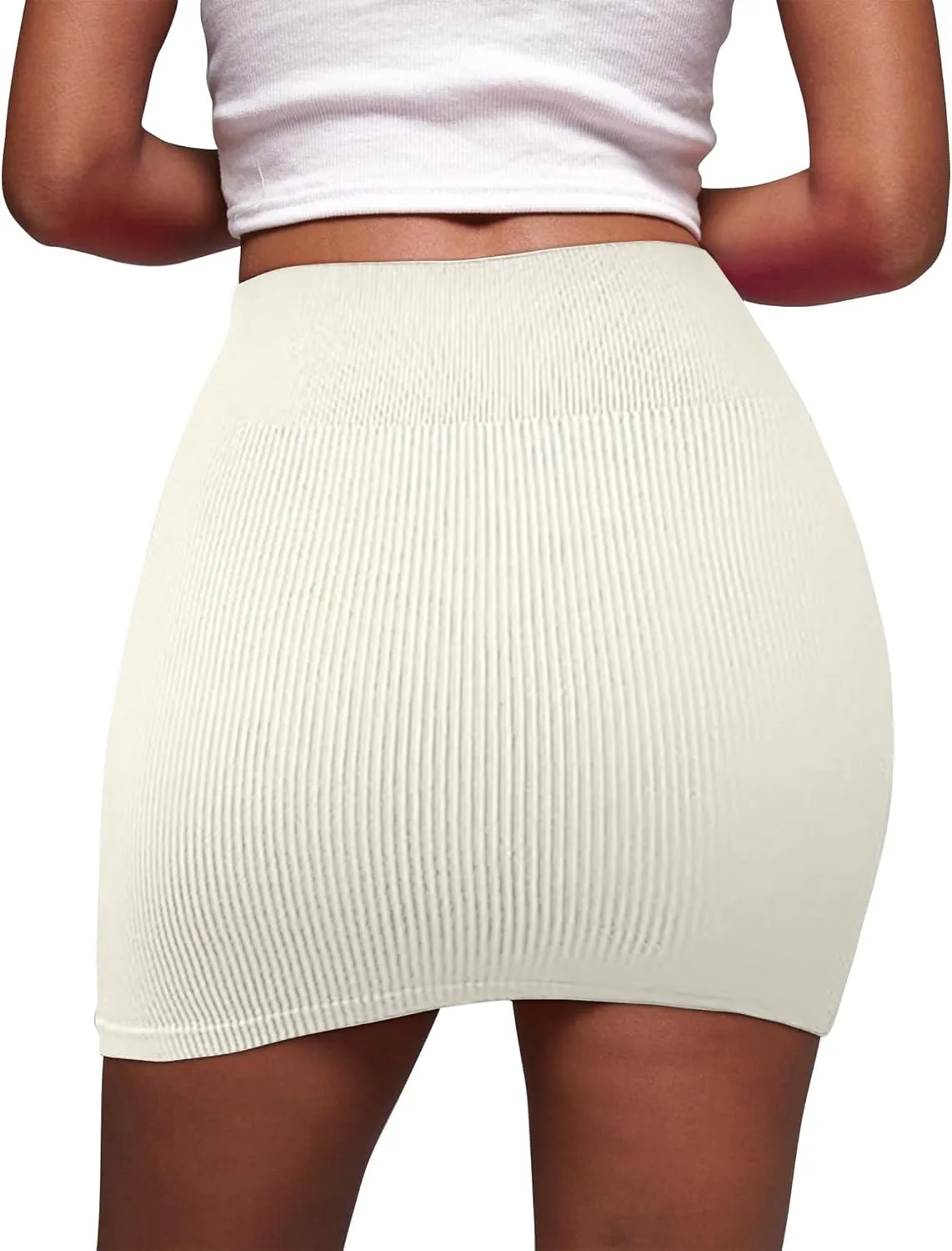 Happy Cherry 2pcs Bodycon Mini Skirt Short Sexy Pencil Knit Skirt High Waist Tight Stretchy Fall