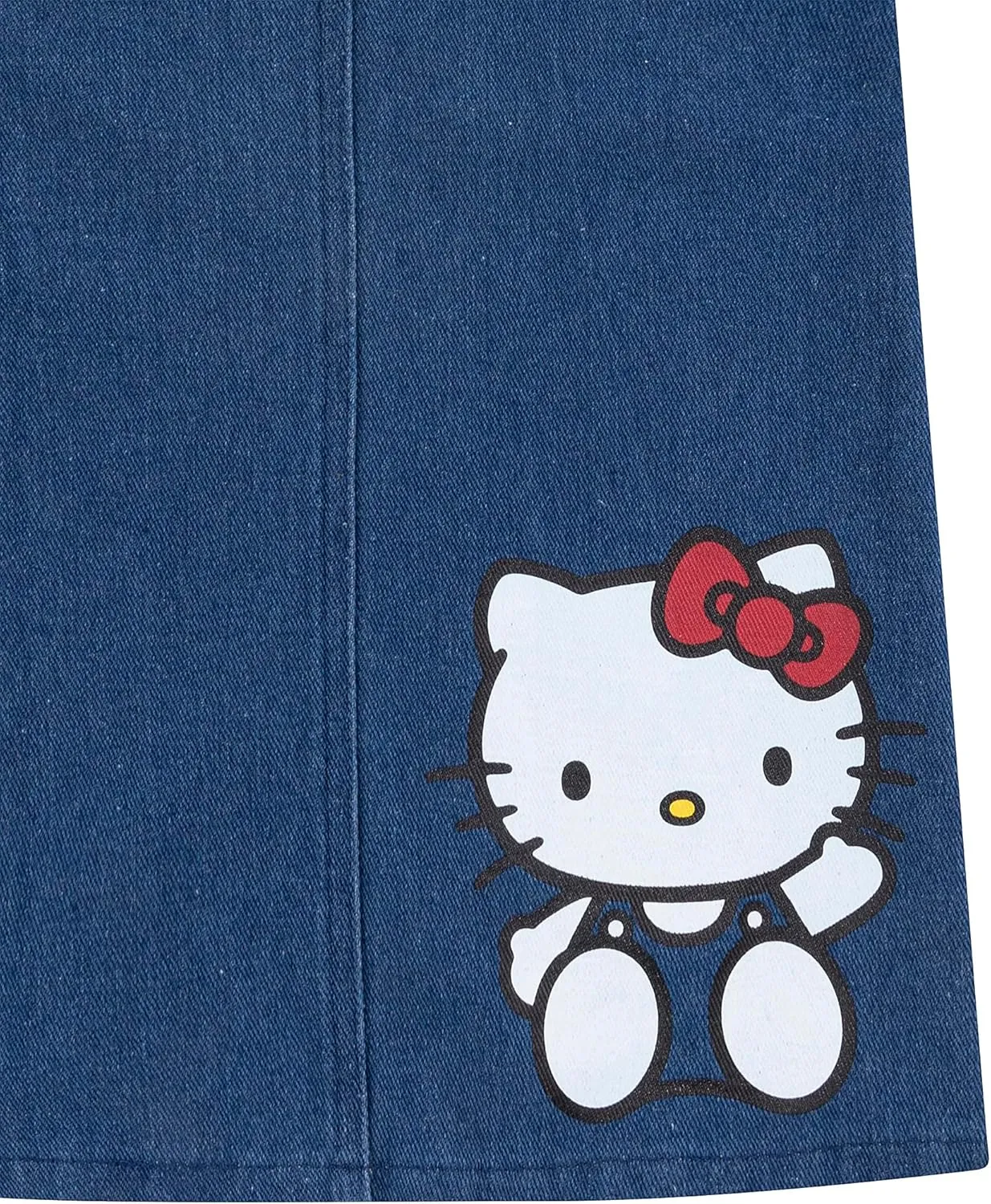 Hello Kitty Sanrio Girls Adjustable Jumper Denim Dress with Shirt Set for Toddler and Big Kids