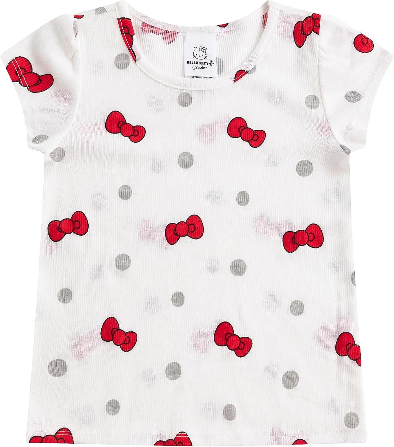 Hello Kitty Sanrio Girls Adjustable Jumper Denim Dress with Shirt Set for Toddler and Big Kids